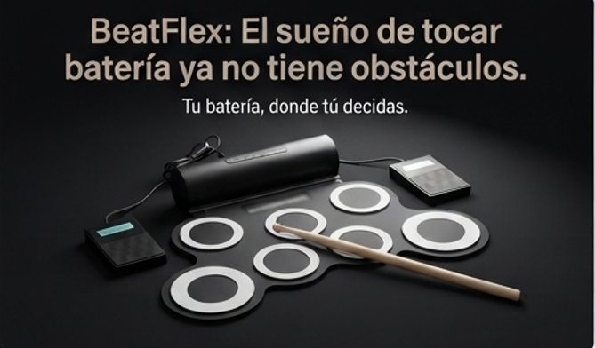 BeatFlex / Batería Electrónica Portátil / Lleva el ritmo contigo y toca donde quieras.